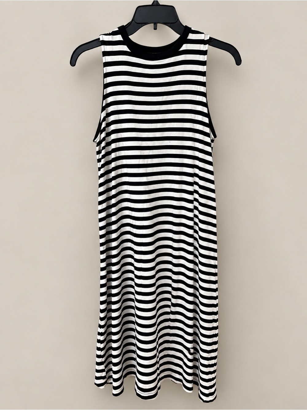 Time and Tru Black and White Striped Midi Tank Dress
